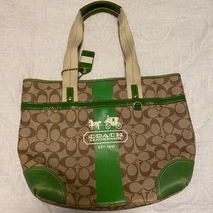 AUTHENTIC COACH HERITAGE STRIPE SIGNATURE TOTE BAG